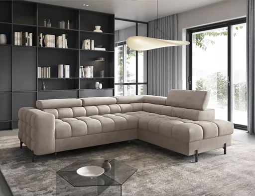 Coltar extensibil dreapta 5 locuri ELTAP, RT-02PA, Ferucce, 276x200x93 cm, lemn/poliester, bej deschis