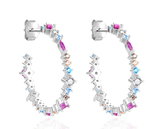 Agato Cercei rotunzi jucăuși cu cristale colorate AGT-E068PC