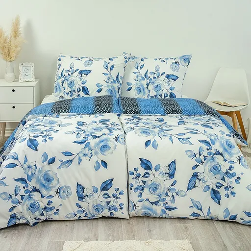 Stanex Lenjerie de pat din bumbac Trandafiri albaștri, 140 x 200 cm, 70 x 90 cm
