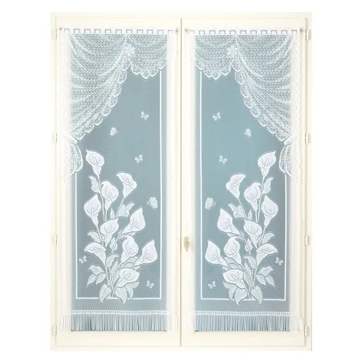 1 pereche de perdele simple din vitraliu cu dantelă