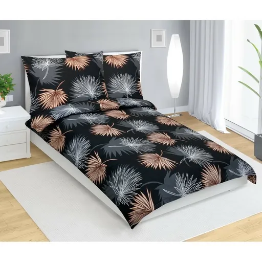 Bellatex Lenjerie de pat din bumbac Palmový listnegru, 140 x 200 cm, 70 x 90 cm