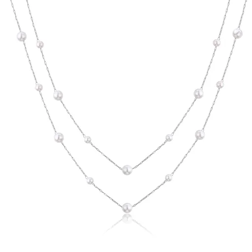 S'Agapõ Colier dublu din oțel cu perle Wisdom SWI09