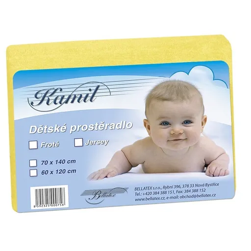 Cearşaf de pat pentru copii, galben, 60 x 120 cm, 60 x 120 cm