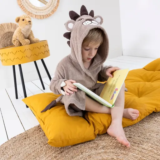 Halat pentru copii leu cu glugă, bumbac 340 g/m2