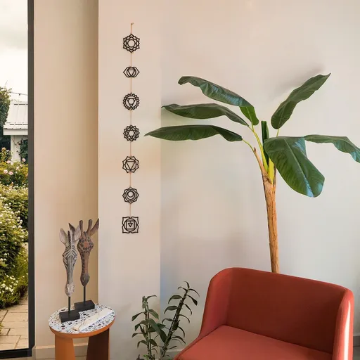 Decoratiune de perete, Chakra, 10 x 10 cm (1 piesa), Negru