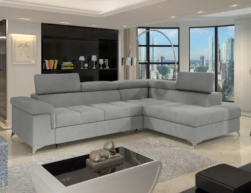 Coltar extensibil dreapta 4 locuri ELTAP, RT-04RAQ, Eridano, 275x202x88 cm, lemn/poliester, gri deschis