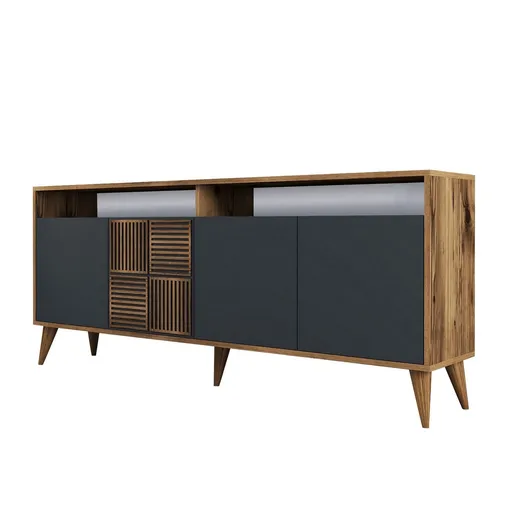 Dulap Milan 2 Walnut and Anthracite, antracit