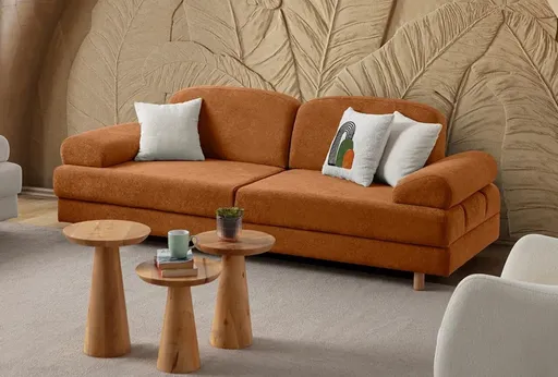 Canapea extensibila 3 locuri, Atelier del Sofa, 752EST1121, Frame: 70% HORNBEAM/30% MELAMINE COATED CHIPBOARD, Caramiziu