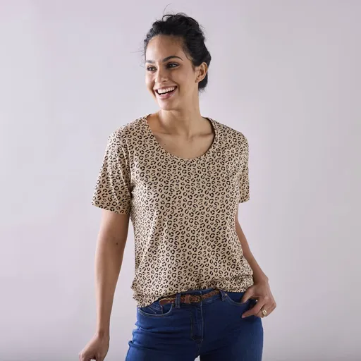 Tricou cu mânecă scurtă și imprimeu cu blană de animal