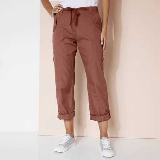 Pantaloni drepți cu buzunare și picioare, pânză