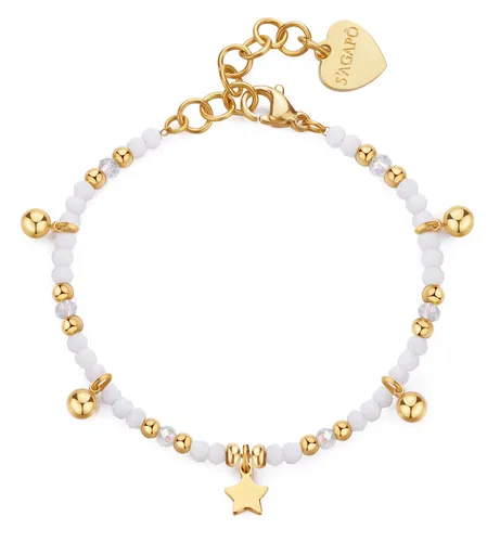 S'Agapõ Brățară cu mărgele și pandantive Stea Glint SGI15