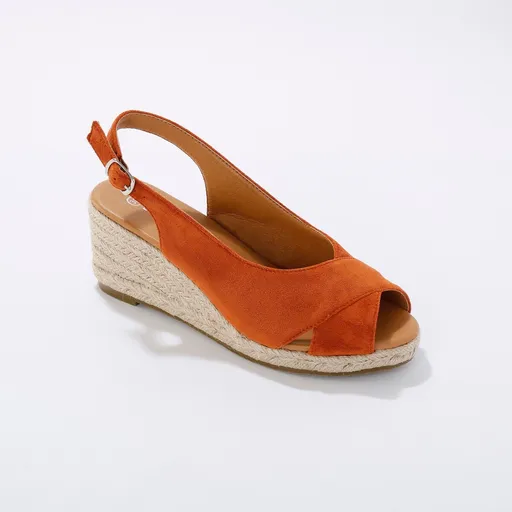 Sandale cu vârf deschis, toc cu pană