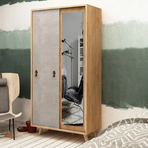 Dulap pentru haine, Hanah Home, Rana, 100x190x60 cm, Stejar