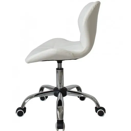 Scaun Frizerie/Coafor Damaris, Reglabil pe Inaltime, Piele Ecologica, Alb