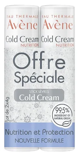 Avène Set de balsamuri nutritive pentru buze Cold Cream 2 x 4 g