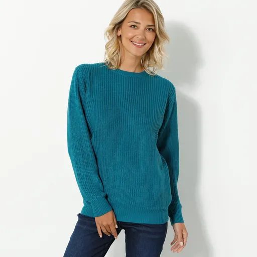 Pulover cu guler rotund și model simplu