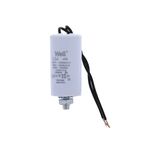 Condensator pornire motor 400V 5.5uF cu fir, Well