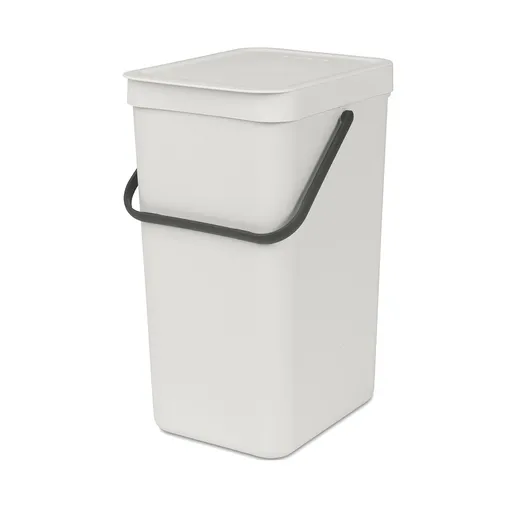 Cos de gunoi colectare selectiva Brabantia Sort&Go 1005516, 16 L, Maner, Montabil pe perete, Gri deschis