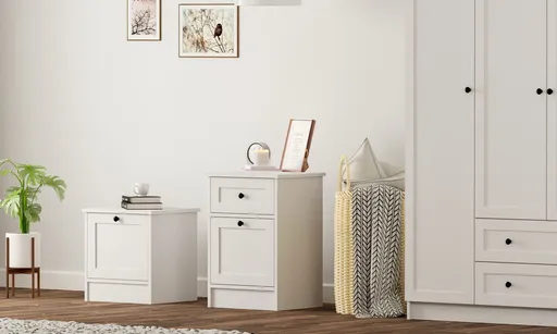 Noptiera, Hanah Home, Rb-168-03, 45x64x40 cm, Alb mat