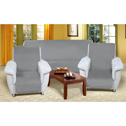 Cuverturi de canapea şi fotolii Korall micro, gri, 150 x 200 cm, 2 buc. 65 x 150 cm, gri