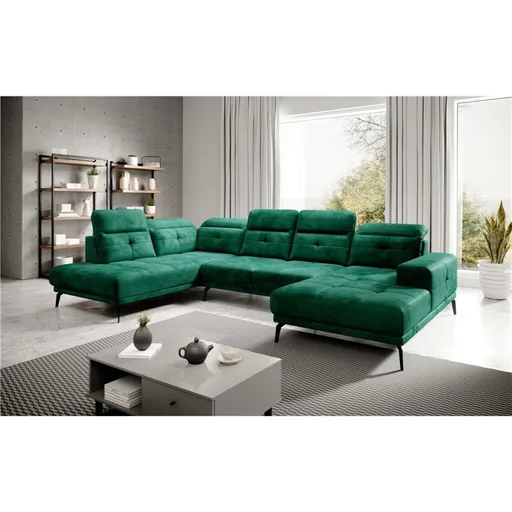 Coltar stanga 6 locuri ELTAP, LT-35NU, Bretan, 350x205x107 cm, lemn/poliester, verde inchis