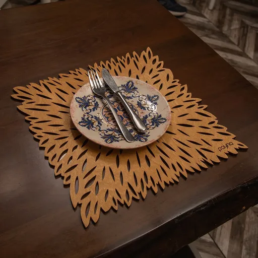 Set de covorașe de masă din lemn, Hermia, 790PYN1173, Dimensiune: 36 x 36 cm (6 bucăți), Miere