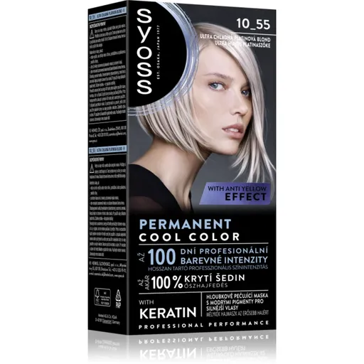 Syoss Permanent Cool Color Culoare permanenta pentru par cu subton rece culoare 10_55 Ultra Platinum Blond 1 buc
