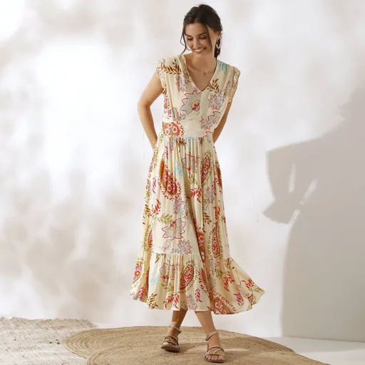 Rochie lungă imprimată fără mâneci