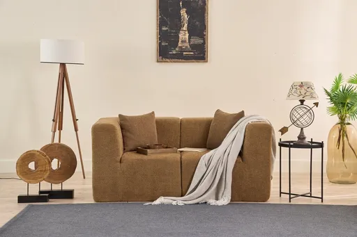 Canapea 2 locuri, Atelier del Sofa, 825BLC5409, Tesatura Chenille, Maro
