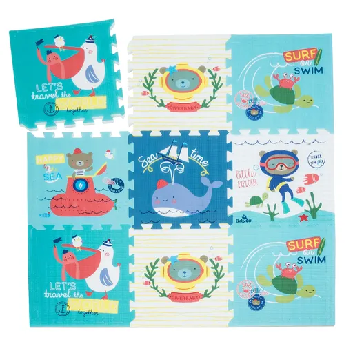 Babify Covoraș de joacă, cu jucărie, 9 buc, motiv planetă