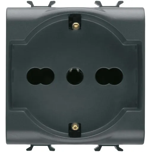 Priza 2M standard italian/german 16A Gewiss Chorus GW12204, negru satin
