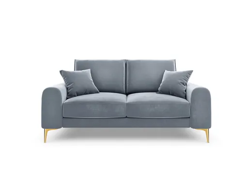 Canapea, Madara, Mazzini Sofas, 2 locuri, gold legs, 172x102x90 cm, catifea, albastru deschis