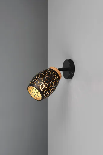 Aplica de perete Bidar, RL, 12x10 cm, 10W, 1x E14, metal, negru/natur