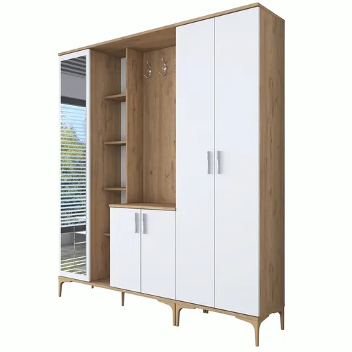 Cuier de perete, Hanah Home, EA129, 180x198.6x37.5 cm, Nuc/Alb