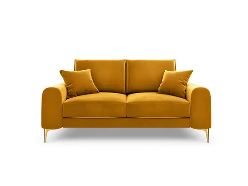 Canapea, Madara, Mazzini Sofas, 2 locuri, gold legs, 172x102x90 cm, catifea, galben