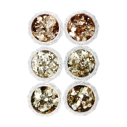 Paiete pentru Unghii Hexagon Gold, Set 6
