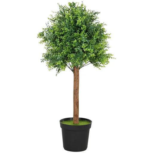 HOMCOM Plantă artificială Buxus 90cm, Plantă artificială în ghiveci de plastic pentru living | Aosom Romania