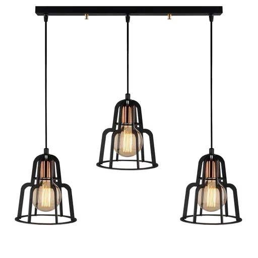 Lustra Endustri MR - 782, Opviq, 100 x 20 x 115 cm, 3 x E27, 100W, negru