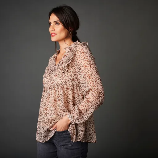 Tunică imprimată cu volane