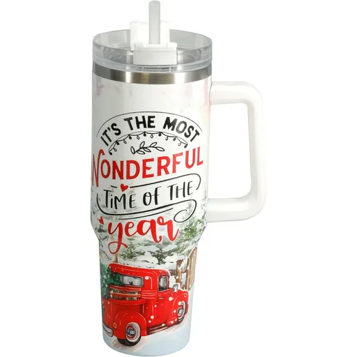 Cană termică de Crăciun Merry Christmas 1,2 l,albă, alb