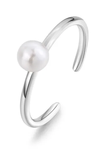 S'Agapõ Inel deschis din oțel cu perlă artificială Wisdom SWI31