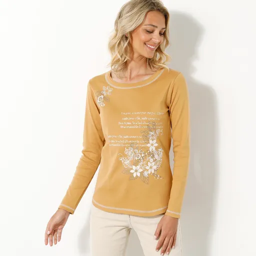 Tricou cu imprimeu și mâneci lungi