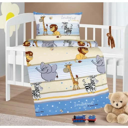 Bellatex Lenjerie de pat din bumbac pentru copiiAgáta Safari albastru, 90 x 135 cm, 45 x 60 cm