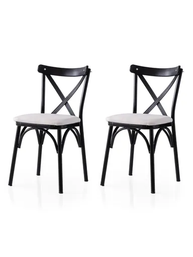 Set scaune 2 piese, Hanah Home, Ekol, Alb/Negru