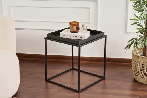 Masuta de cafea, Hanah Home, Shb-018, 45x45x52 cm, Negru