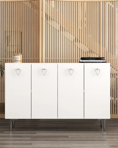 Consola, Hanah Home, Leyla, 120x80x29.6 cm, PAL , Alb / Argintiu