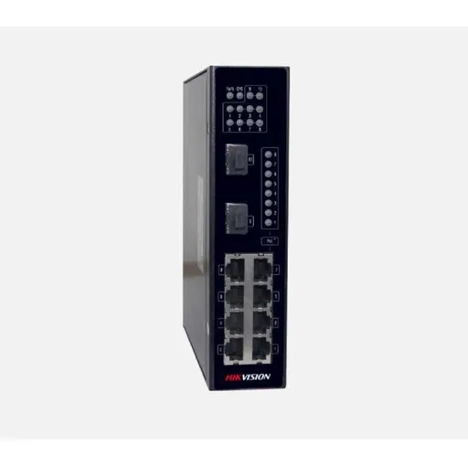 Switch 8 porturi PoE Hikvision DS-3T0310P, pentru mediu industrial