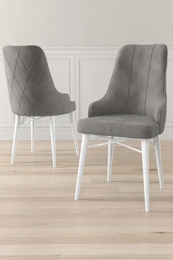 Set scaune 6 piese, Hanah Home, Neta, Gri/Alb