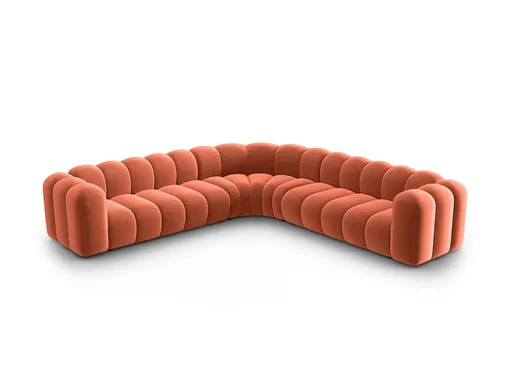 Coltar simetric modular 5 locuri, Lupine-44, Micadoni Home, 309x309x70 cm, catifea, corai