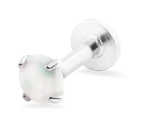 Troli Cercel labret de oțel cu opal sintetic alb 0,3 cm